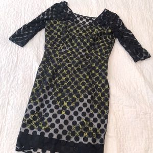 MILLY size 12 black polka dot overlay dress